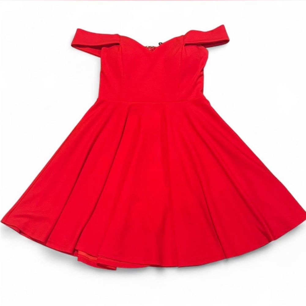 Windsor Vibrant Red Off-Shoulder Kids Dress